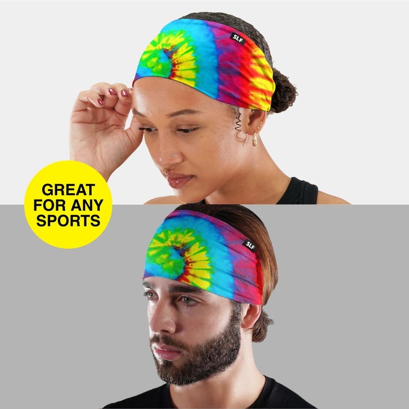 SLEEFS Sweat Bands Headbands Men & Women - Cooling Sports Mens Headband for Running, Football, Basketball, Cycling, Workout - Sweat Moisture Wicking Head Band Stretch Fit, Non-Slip Design - One Size - Image 2